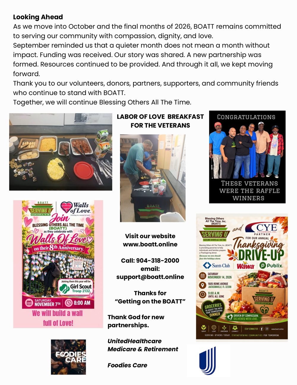 B.O.A.T.T. September 2026 Newsletter, Page 4 — Looking Ahead, Labor of Love Breakfast, and new partnerships
